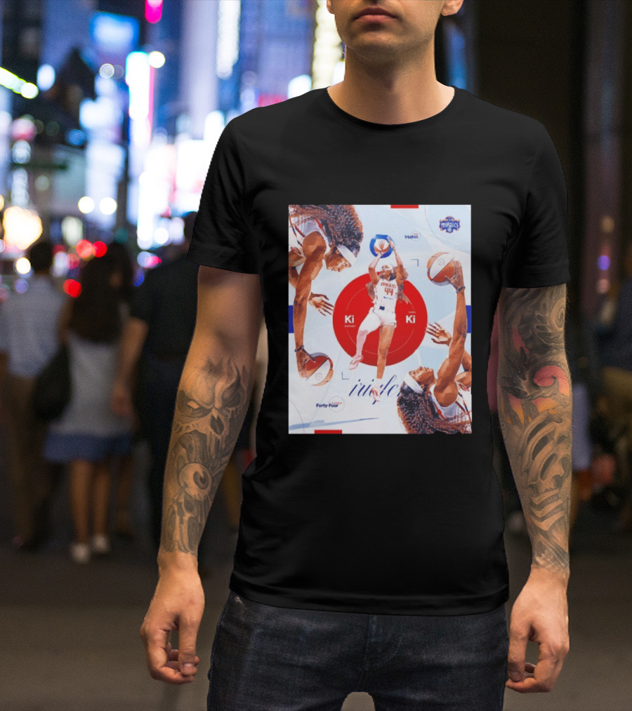 Washington Mystics Player Kiki Iriafen Number Forty Four Basketball Action Montage T-Shirt