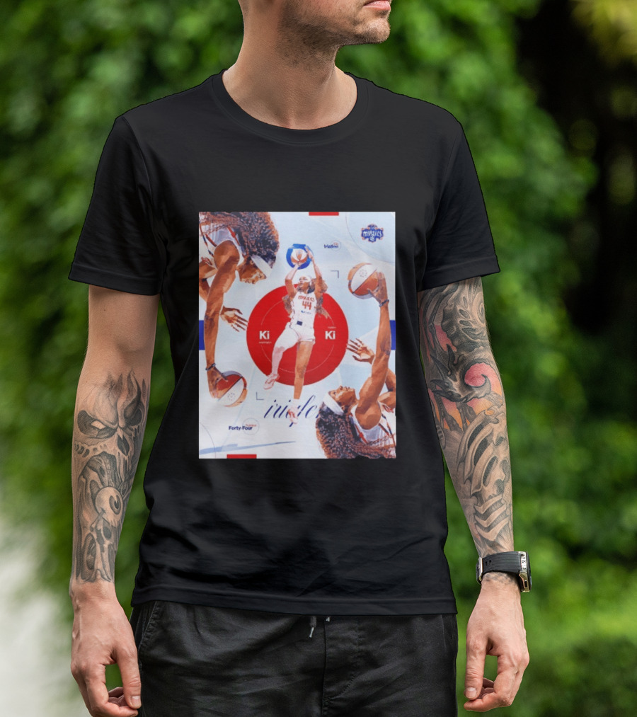 Washington Mystics Player Kiki Iriafen Number Forty Four Basketball Action Montage T-Shirt