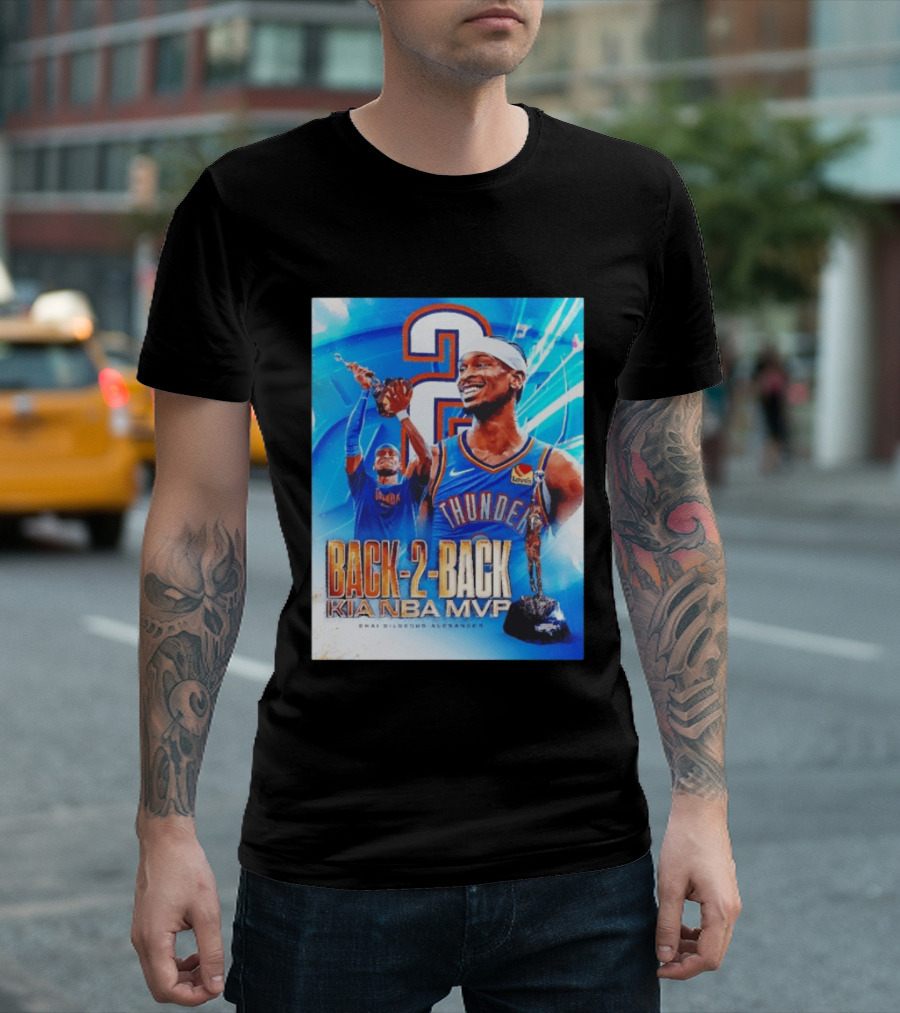 Shai Gilgeous Alexander OKC Thunder Back 2 Back Kia NBA MVP T-Shirt
