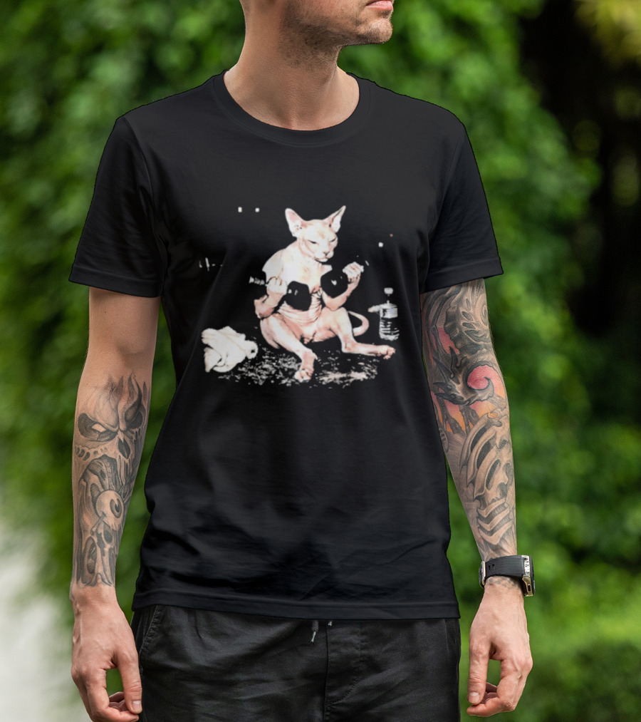 Sphynx Cat Lifting Weights Fitness T-Shirt