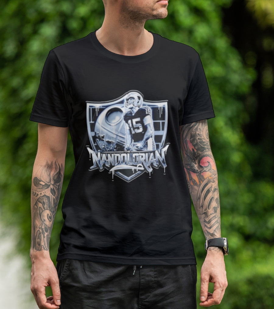 The Nandolorian Las Vegas Raiders Fernando Mendoza Quarterback 15 Star Wars Mandalorian T-Shirt