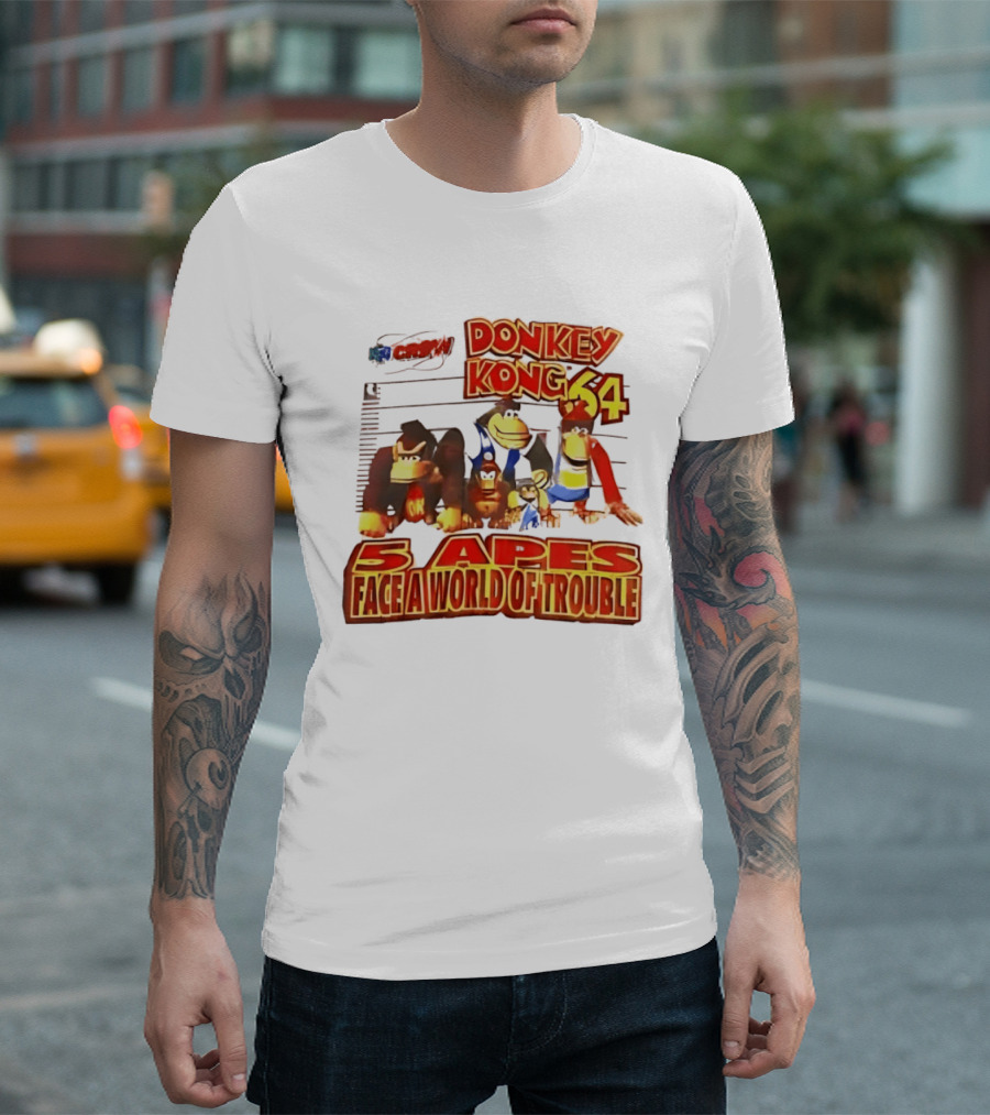 Donkey Kong 64 Five Apes Face A World Of Trouble T-Shirt