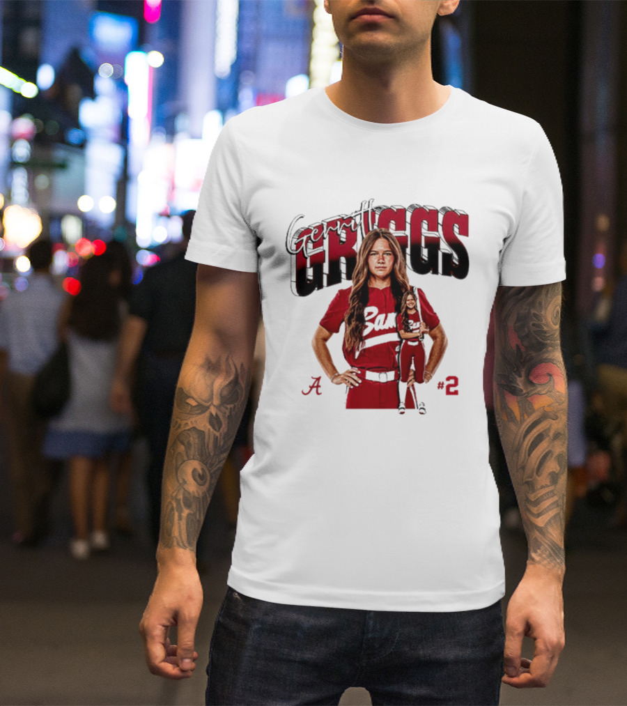 Gerritt Griggs Alabama Softball Player Red Uniform Number 2 T-Shirt