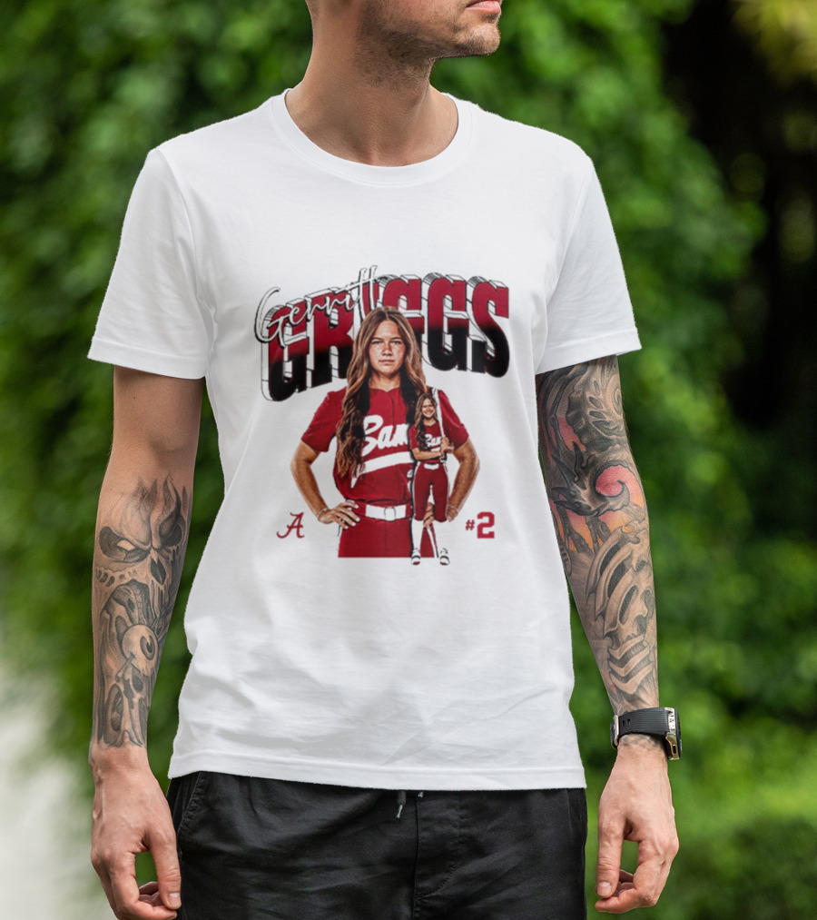 Gerritt Griggs Alabama Softball Player Red Uniform Number 2 T-Shirt
