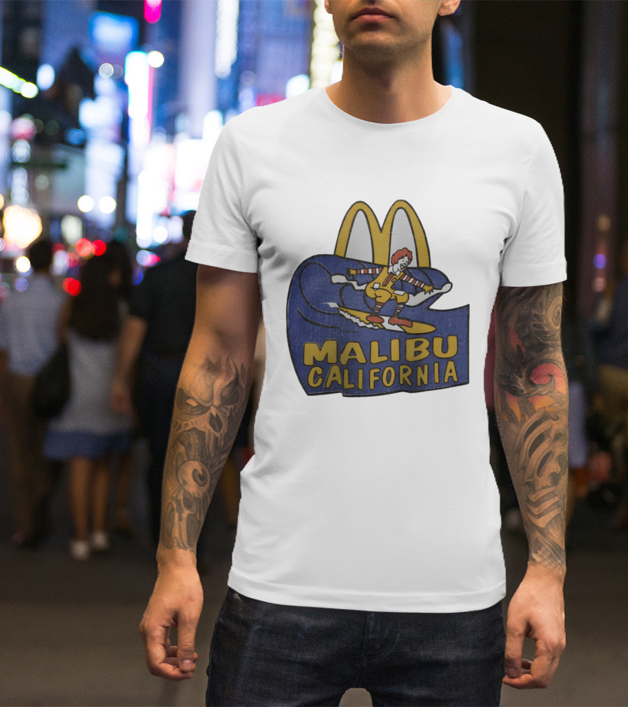 Malibu California Rare Ronald McDonald Surfing McDonald's Golden Arches T-Shirt