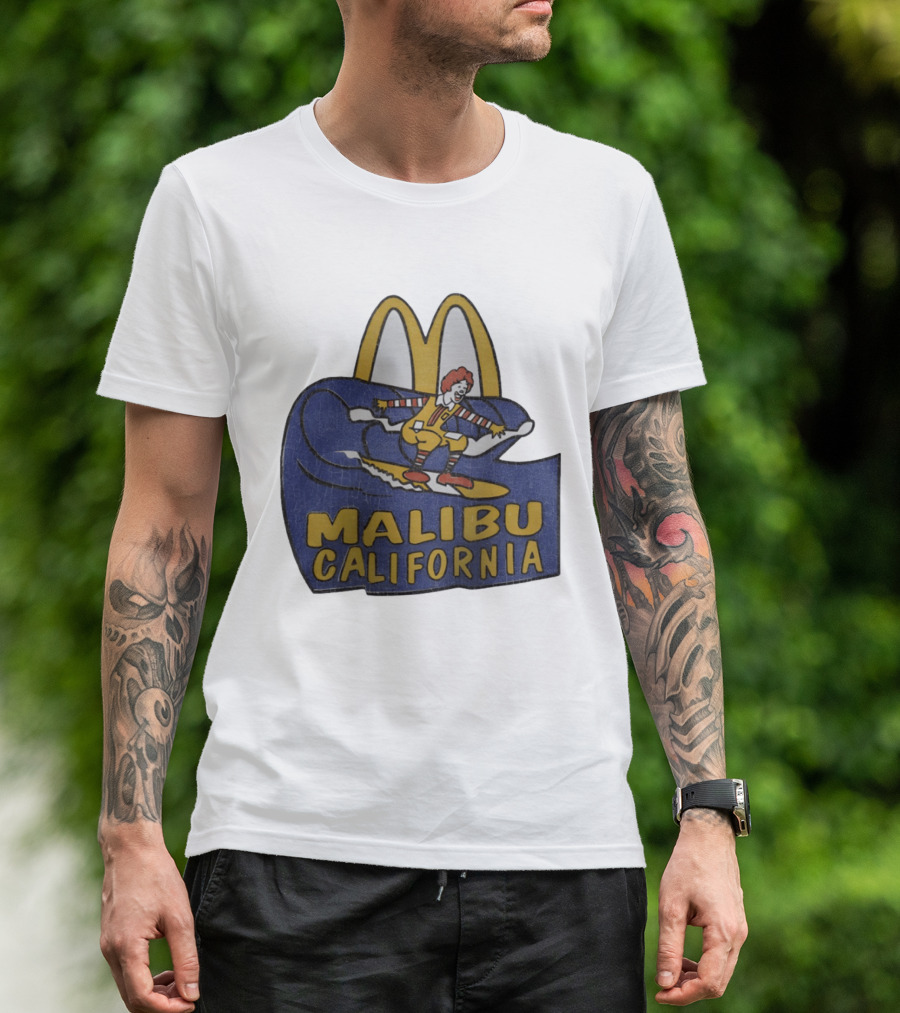 Malibu California Rare Ronald McDonald Surfing McDonald's Golden Arches T-Shirt