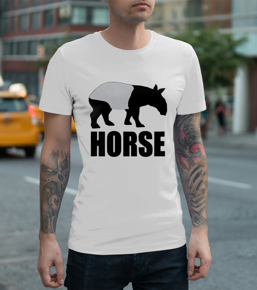 Mislabeled Animal Tapir Silhouette With Horse Text Optical Illusion T-Shirt