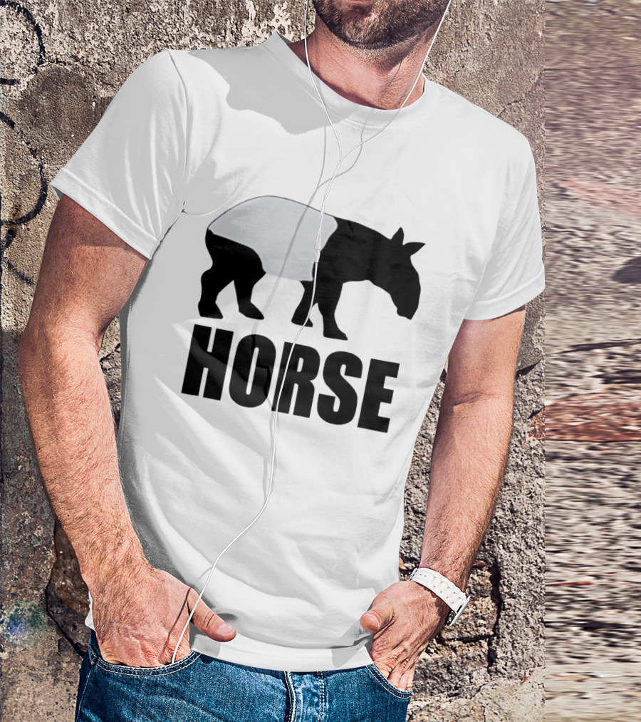 Mislabeled Animal Tapir Silhouette With Horse Text Optical Illusion T-Shirt
