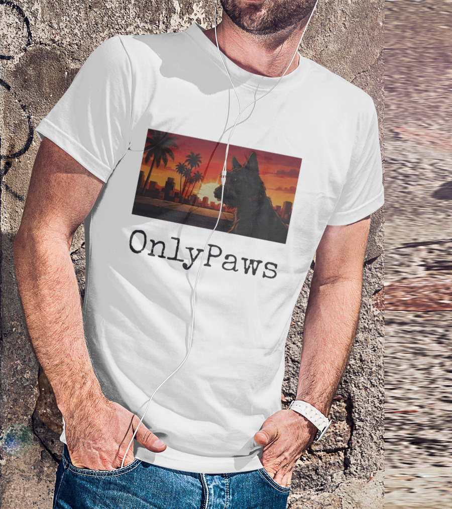 Scottish Terrier OnlyPaws Sunset Cityscape T-Shirt