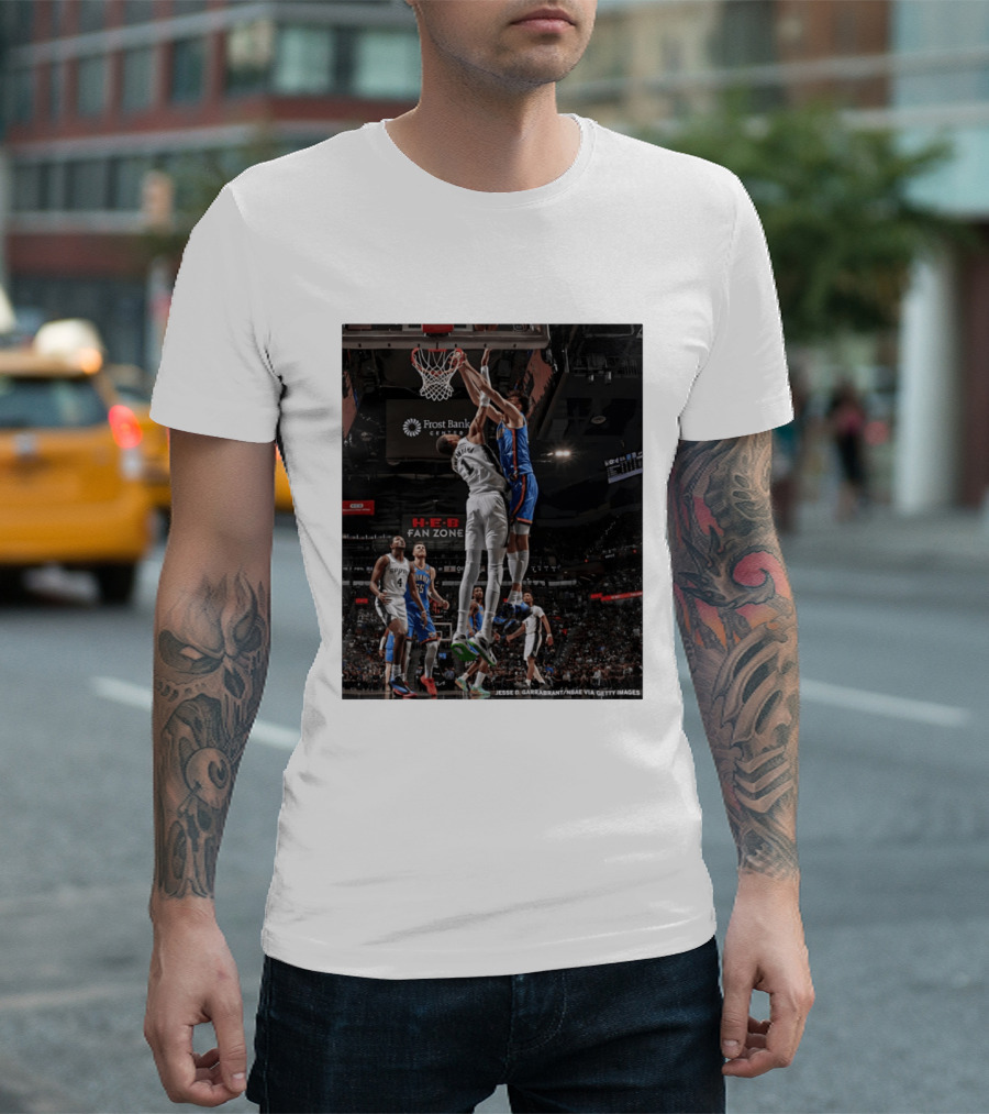 Victor Wembanyama San Antonio Spurs Dunk Vs Oklahoma City NBA Action T-Shirt