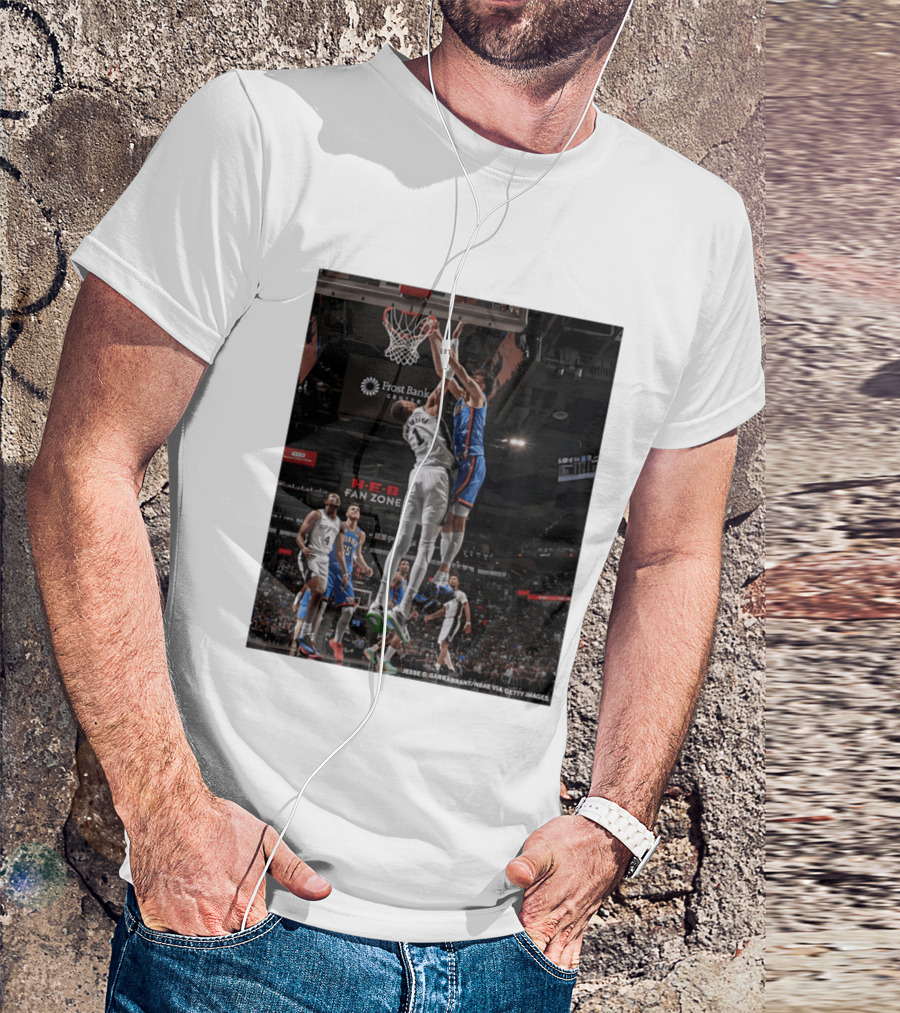 Victor Wembanyama San Antonio Spurs Dunk Vs Oklahoma City NBA Action T-Shirt