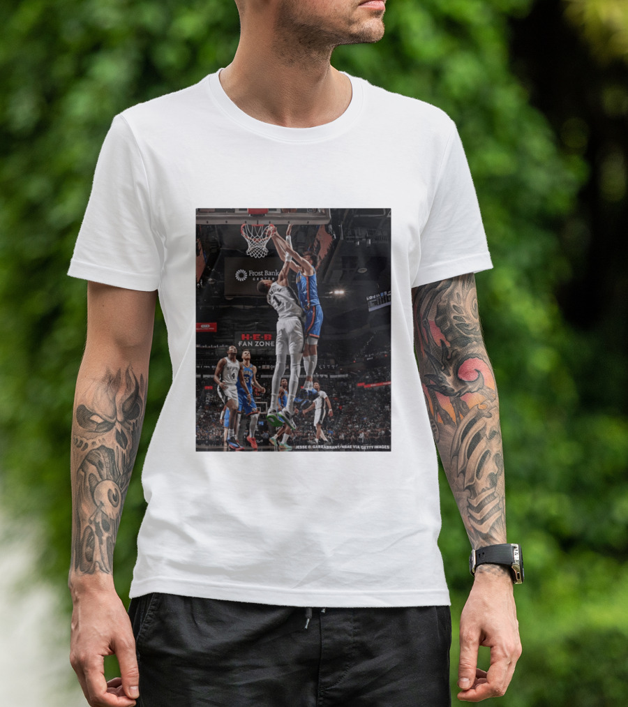 Victor Wembanyama San Antonio Spurs Dunk Vs Oklahoma City NBA Action T-Shirt