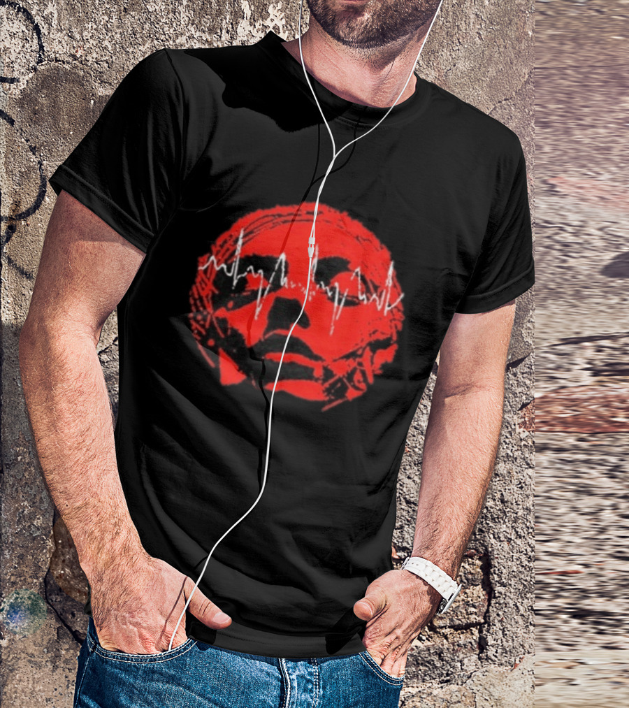 Converge Hum Of Hurt Red Face With White Waveform Lines T-Shirt