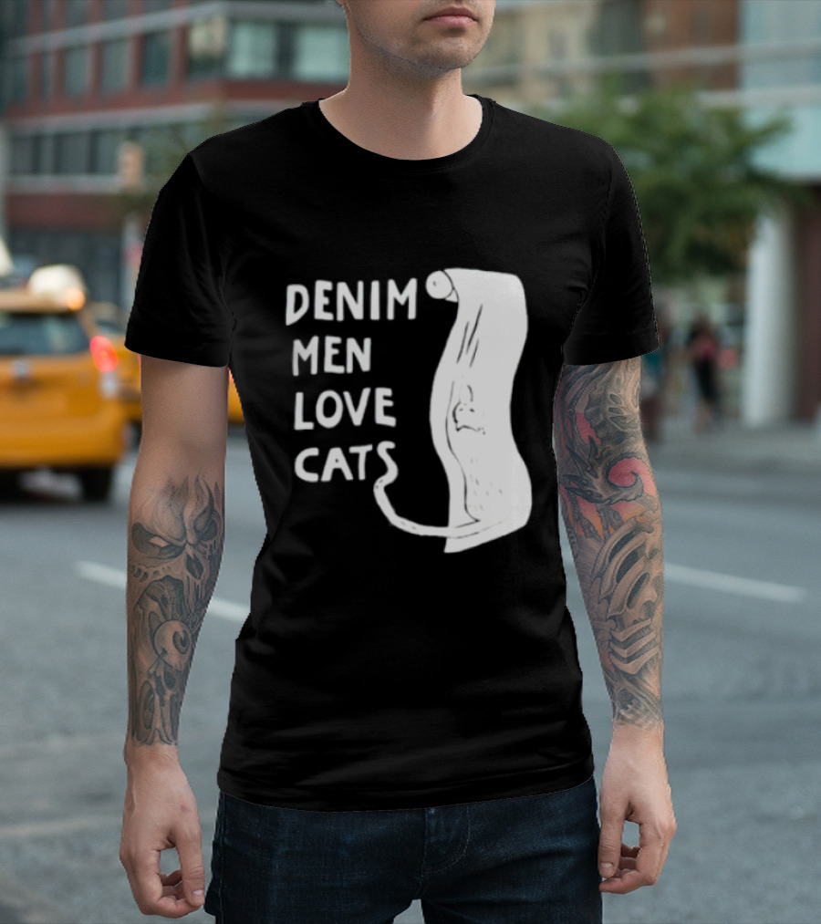 Denim Men Love Cats Fashion T-Shirt