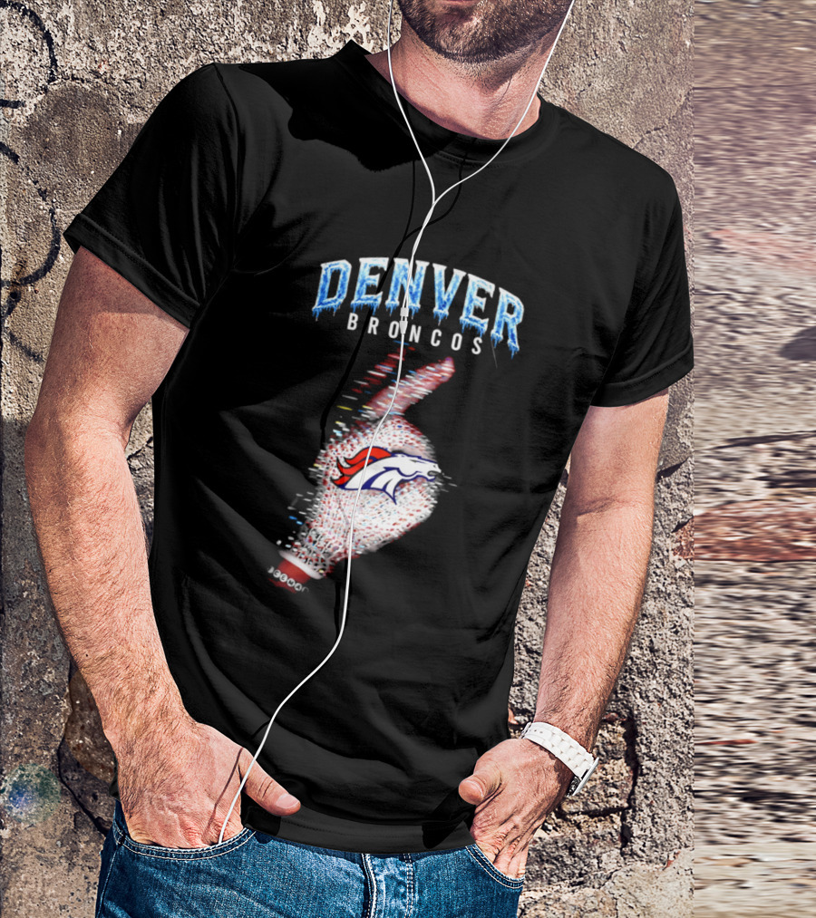 Denver Broncos Iceman 2026 Logo Glitched Hand Signal T-Shirt