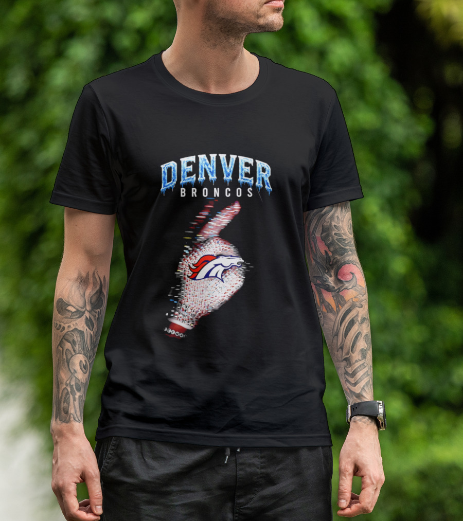 Denver Broncos Iceman 2026 Logo Glitched Hand Signal T-Shirt