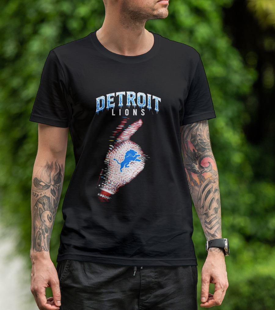 Detroit Lions Iceman 2026 Football Glove Fan T-Shirt