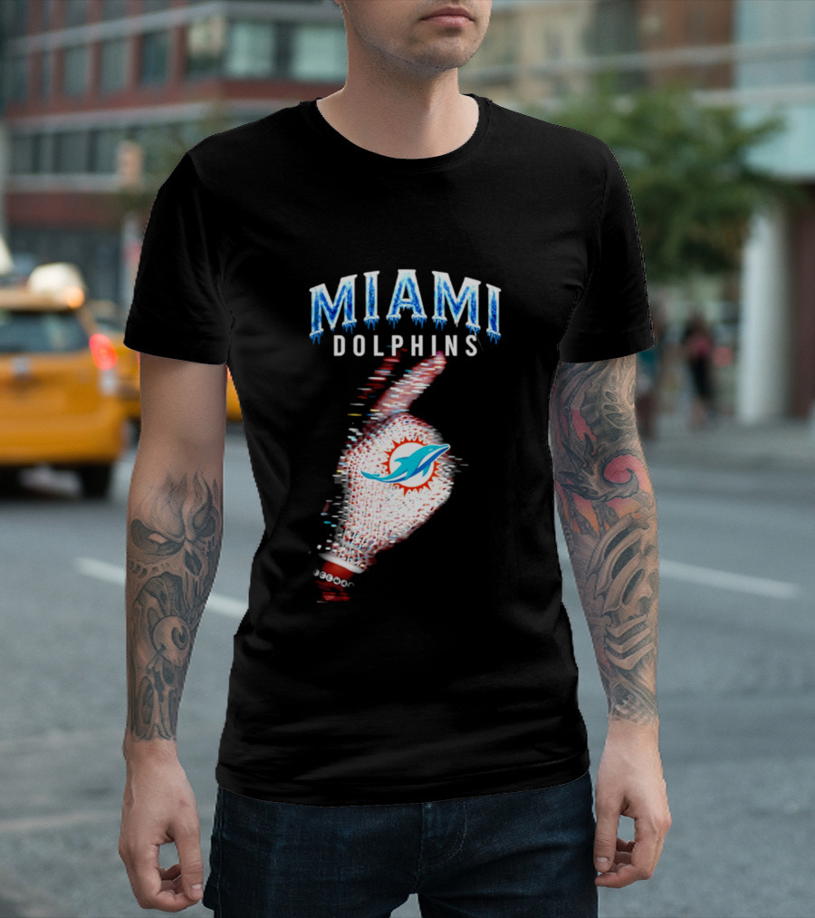 Miami Dolphins Iceman 2026 Glitch Effect Fan Gear T-Shirt