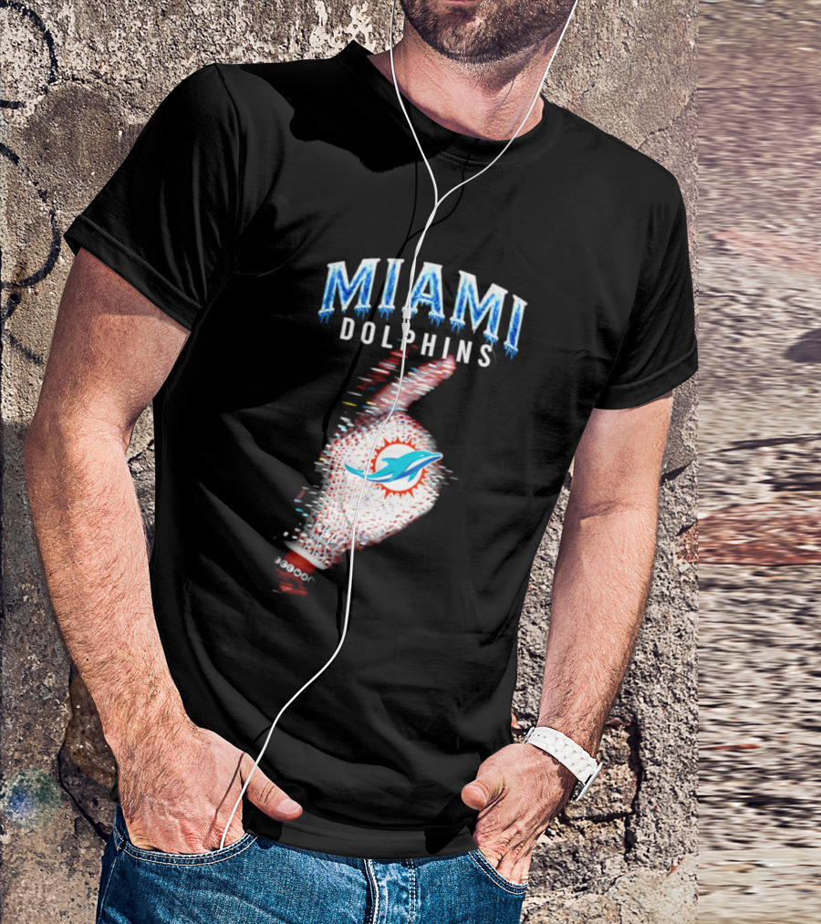 Miami Dolphins Iceman 2026 Glitch Effect Fan Gear T-Shirt