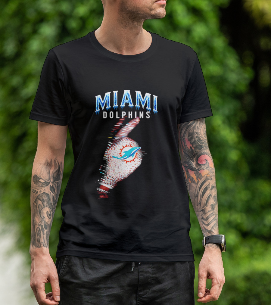 Miami Dolphins Iceman 2026 Glitch Effect Fan Gear T-Shirt