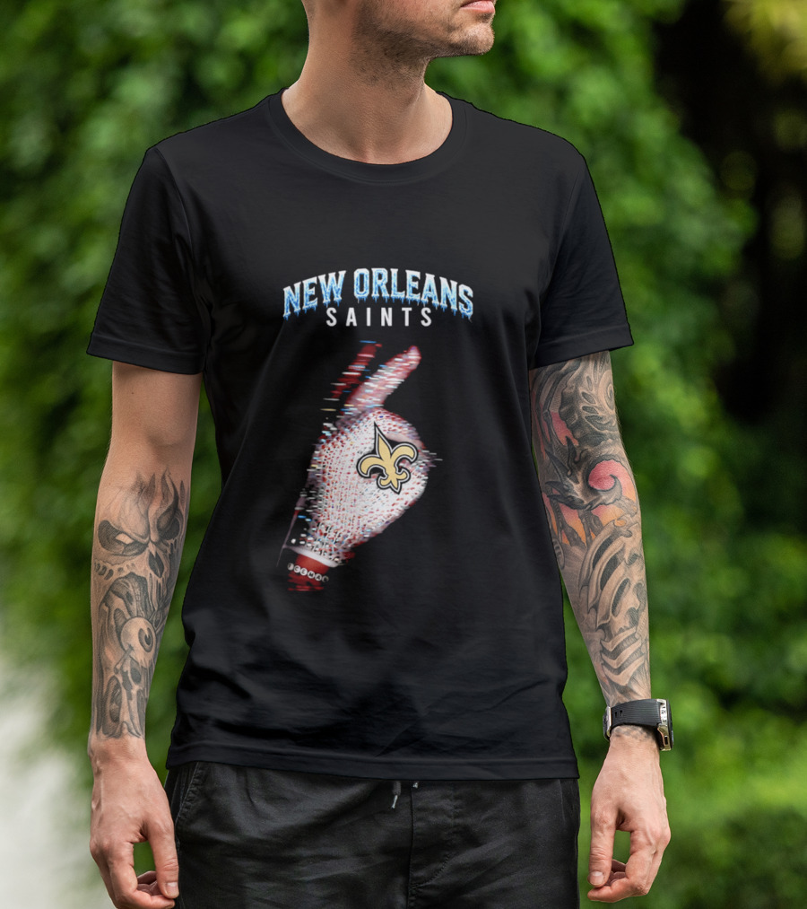 New Orleans Saints 2026 Iceman Glitch Effect Fleur De Lis T-Shirt