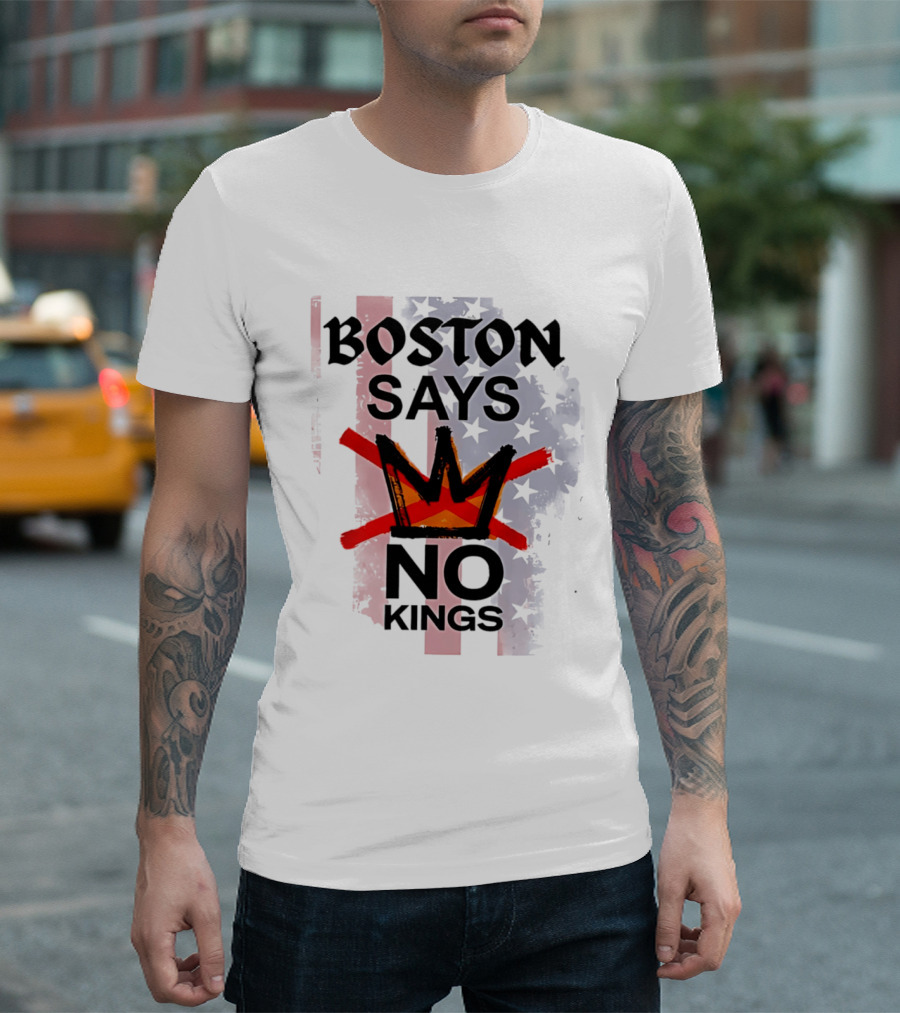 Boston Says No Kings Crown Symbol Stars T-Shirt