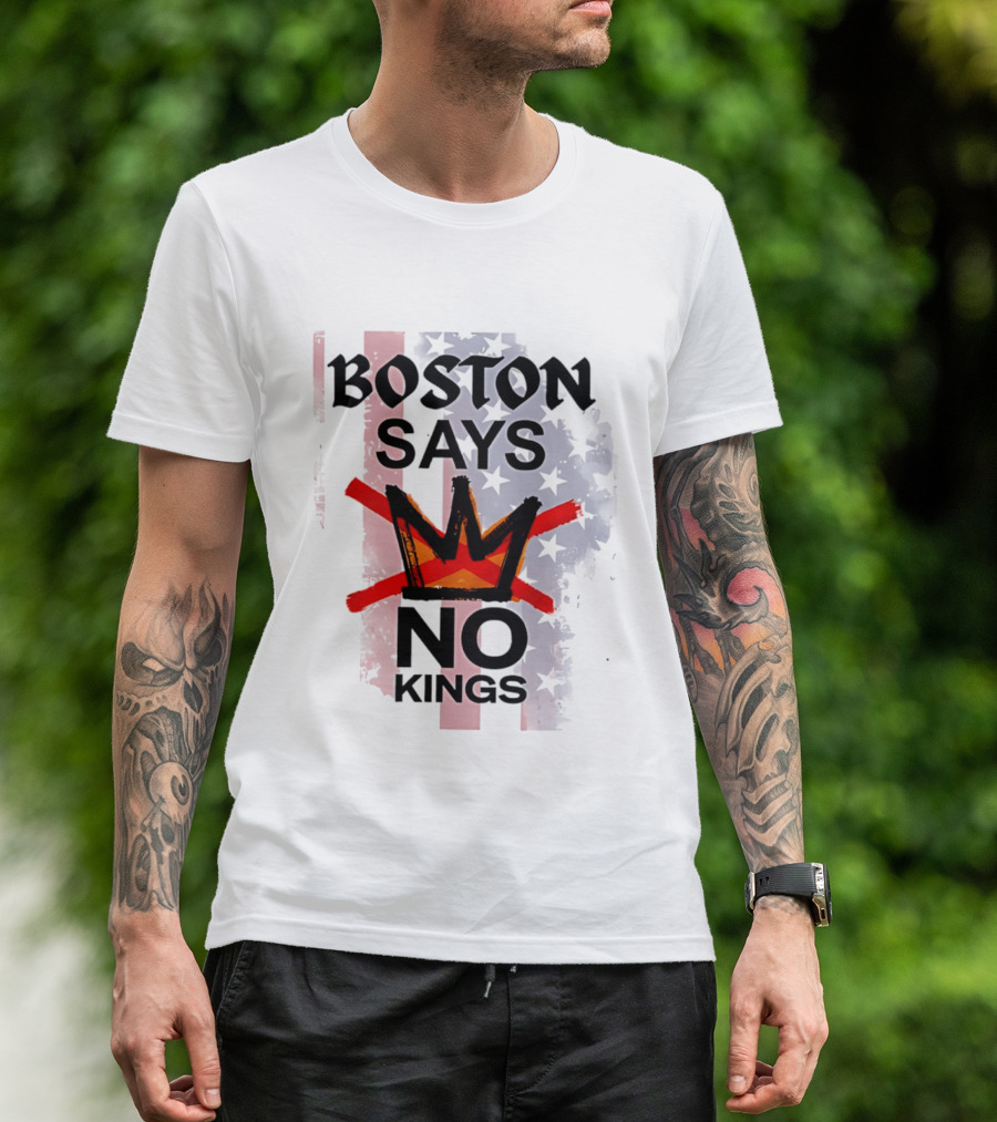 Boston Says No Kings Crown Symbol Stars T-Shirt