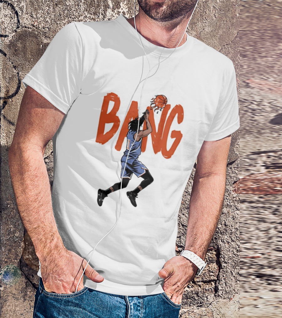 Immanuel Quickley New York Knicks Basketball Player Bang Flaming Shot T-Shirt