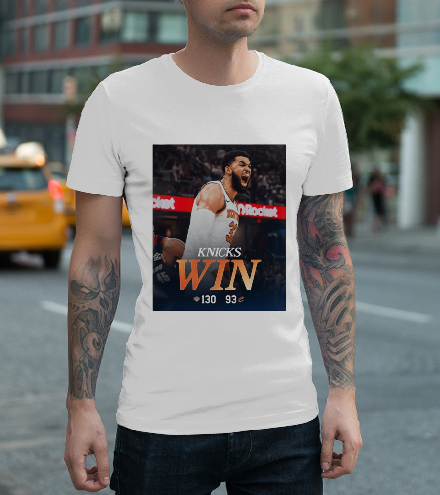 Knicks Win 130 93 Celebration Victory Over Cleveland Playoffs Sweep T-Shirt