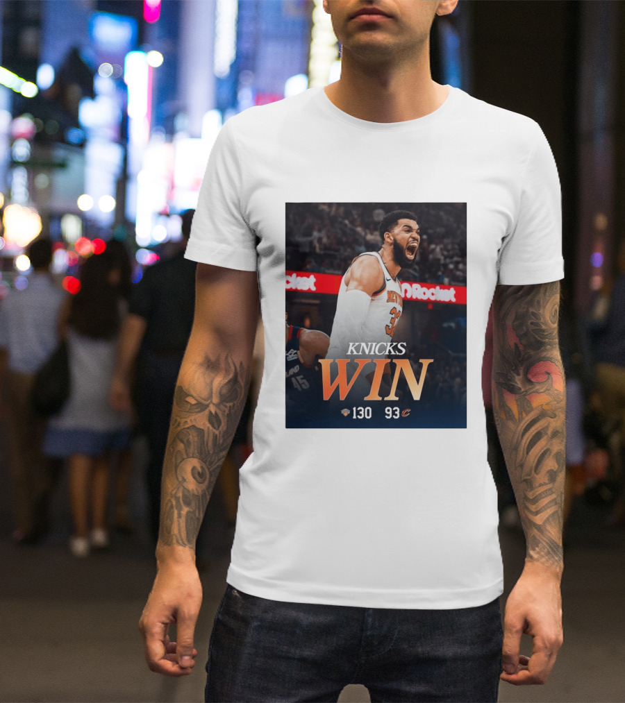 Knicks Win 130 93 Celebration Victory Over Cleveland Playoffs Sweep T-Shirt