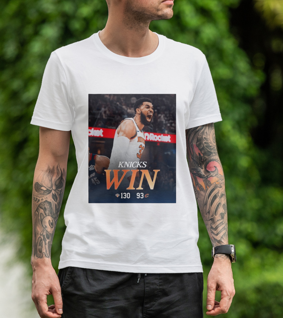 Knicks Win 130 93 Celebration Victory Over Cleveland Playoffs Sweep T-Shirt
