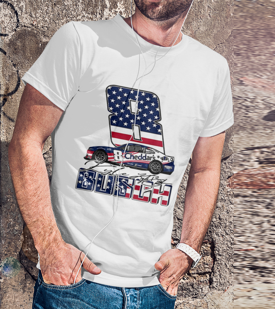 Kyle Busch Racing 8 American Flag Cheddar's Car Stars Stripes T-Shirt