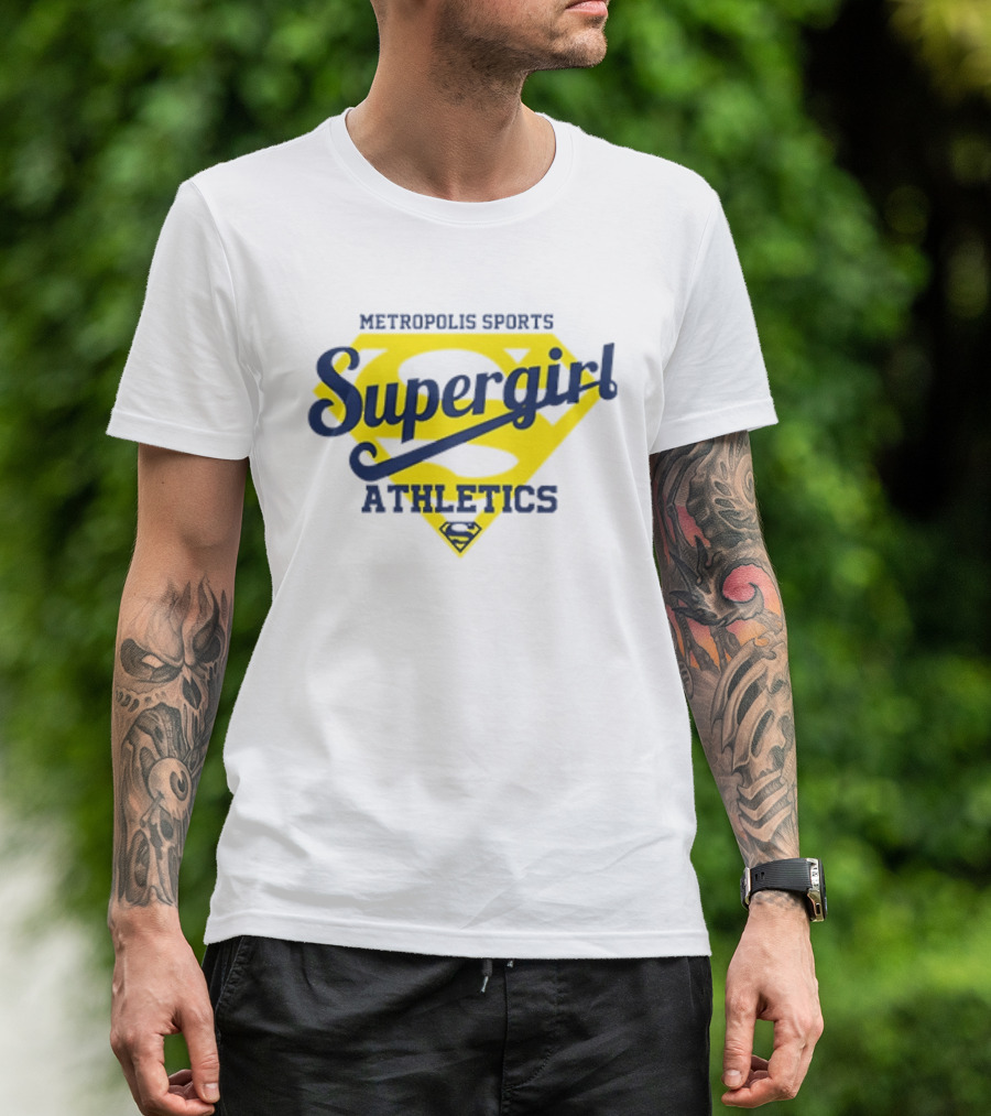 Supergirl Athletics Metropolis Sports Iconic Yellow Shield T-Shirt