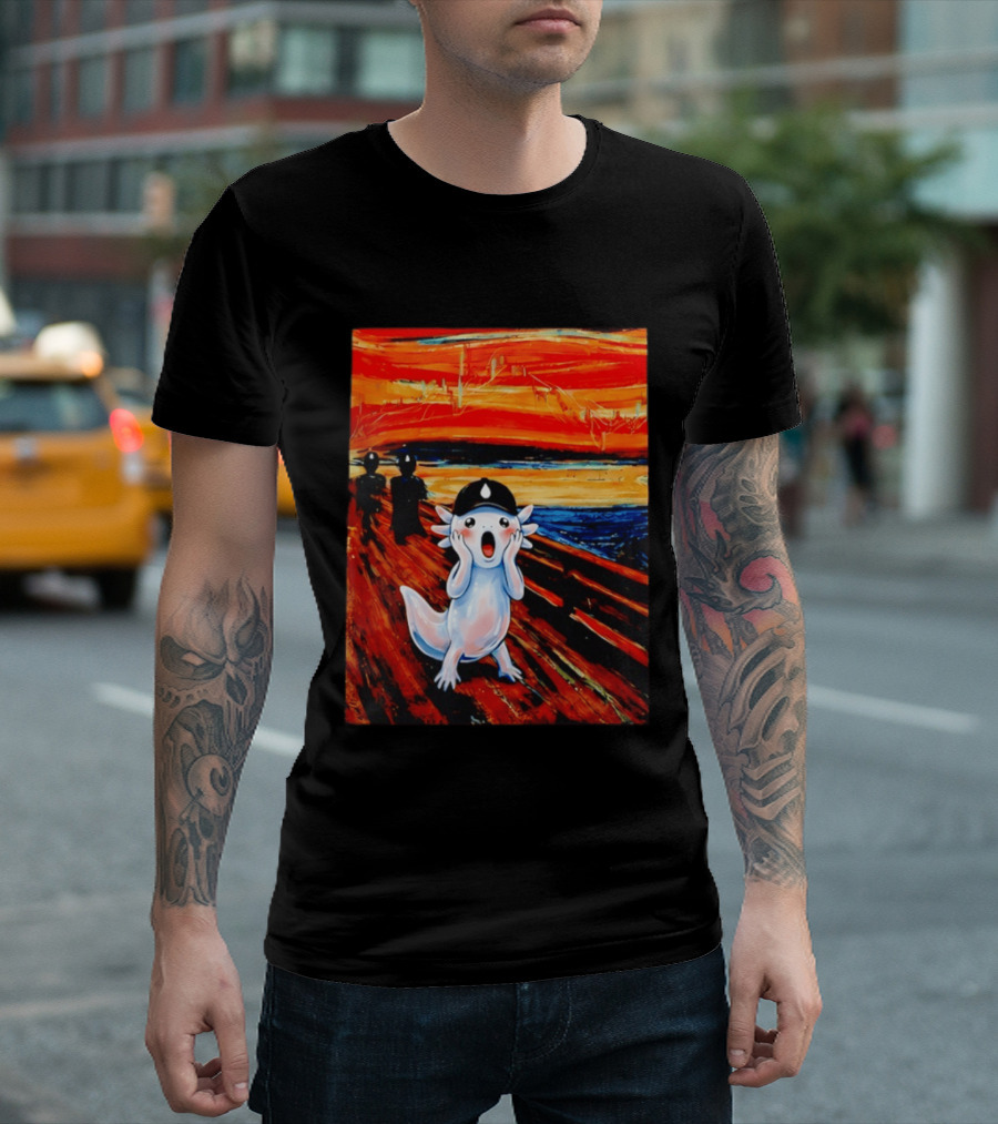Axolotl Liquid The Scream Parody Painting Munch T-Shirt