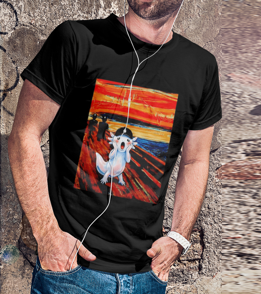 Axolotl Liquid The Scream Parody Painting Munch T-Shirt