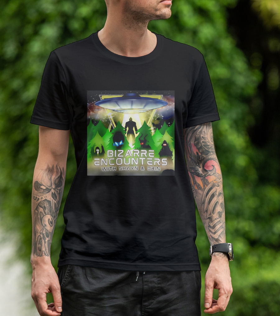 Bizarre Encounters UFO With Shayn And Orin Mysterious Forest Lights Alien Adventure T-Shirt