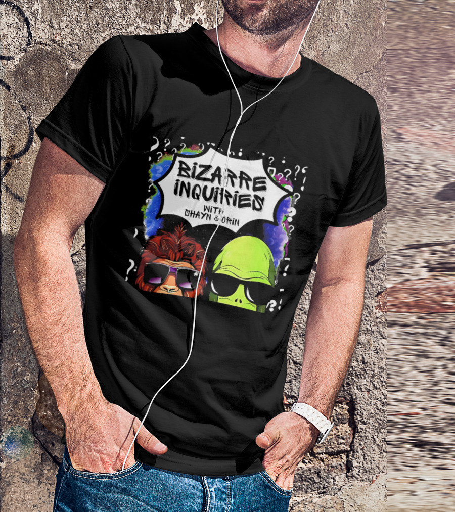 Bizarre Inquiries With Shayn And Orin Bigfoot Alien Question Marks T-Shirt