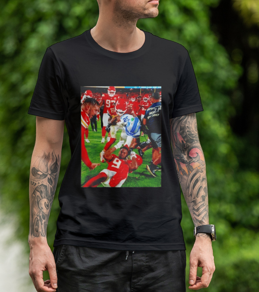 Brian Branch Collision JuJu Smith Schuster Lions Chiefs Football Action T-Shirt