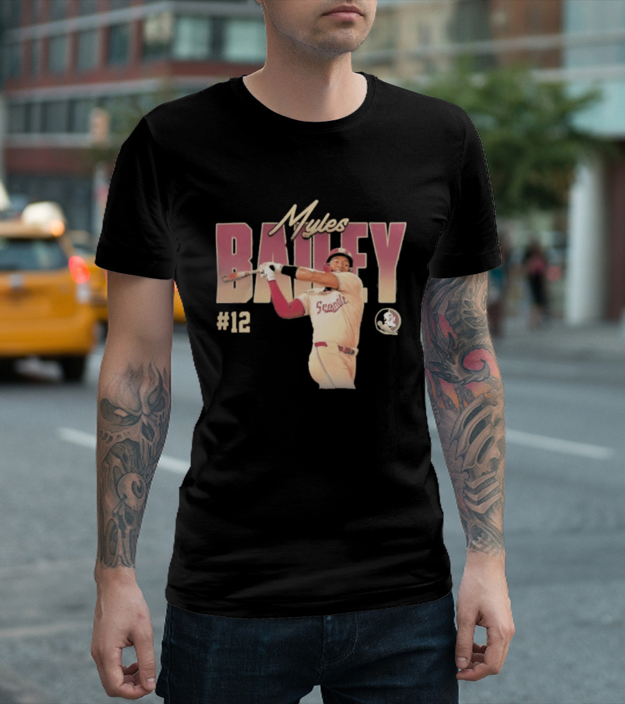 Myles Bailey FSU Seminoles NCAA Baseball #12 Player Collage T-Shirt