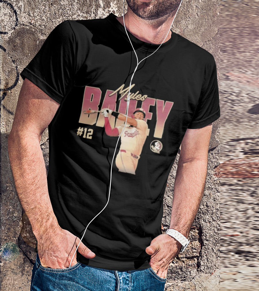 Myles Bailey FSU Seminoles NCAA Baseball #12 Player Collage T-Shirt
