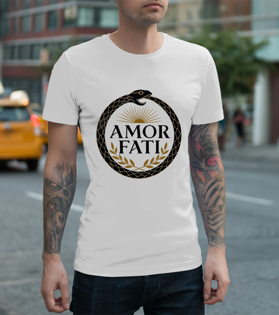Amor Fati Ouroboros Snake Sun Rays Laurel Wreath T-Shirt