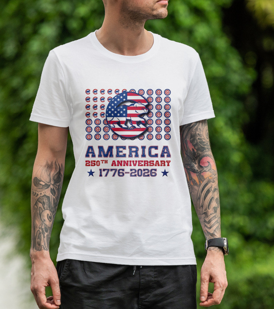 Chicago Cubs America 250th Anniversary 1776 2026 Stars And Stripes Bear T-Shirt