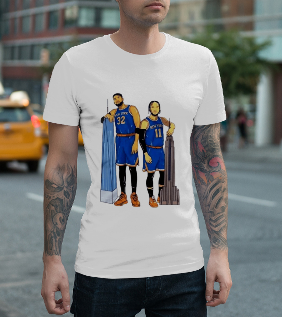 New York Knicks Jalen Brunson Karl Anthony Towns Skyline T-Shirt
