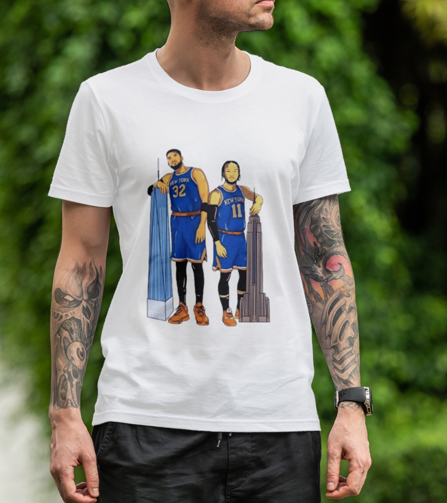 New York Knicks Jalen Brunson Karl Anthony Towns Skyline T-Shirt