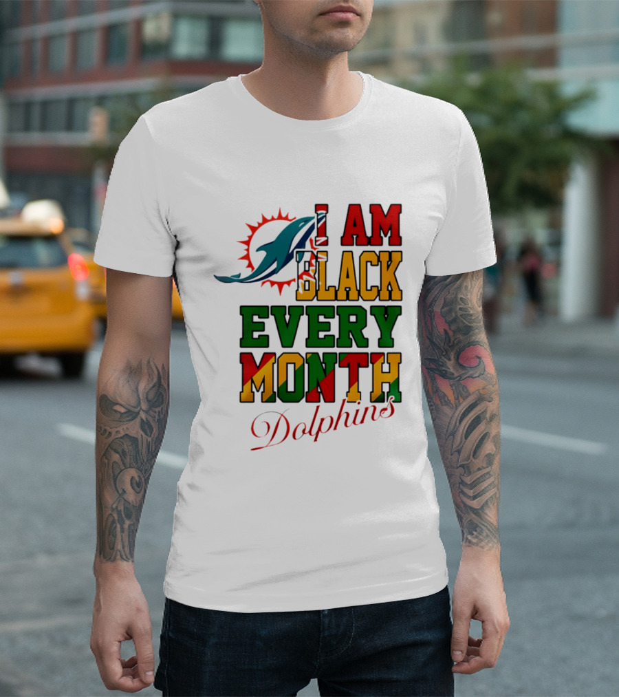 I Am Black Every Month Dolphins T-Shirt