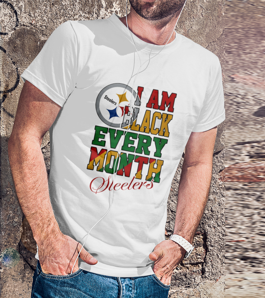I Am Black Every Month Steelers Juneteenth T-Shirt