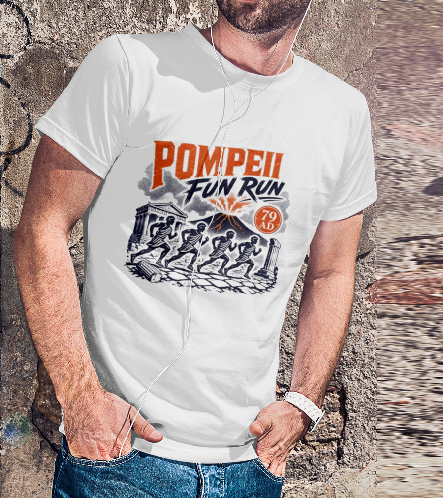 Pompeii Fun Run 79 AD Mount Vesuvius Roman Runners T-Shirt