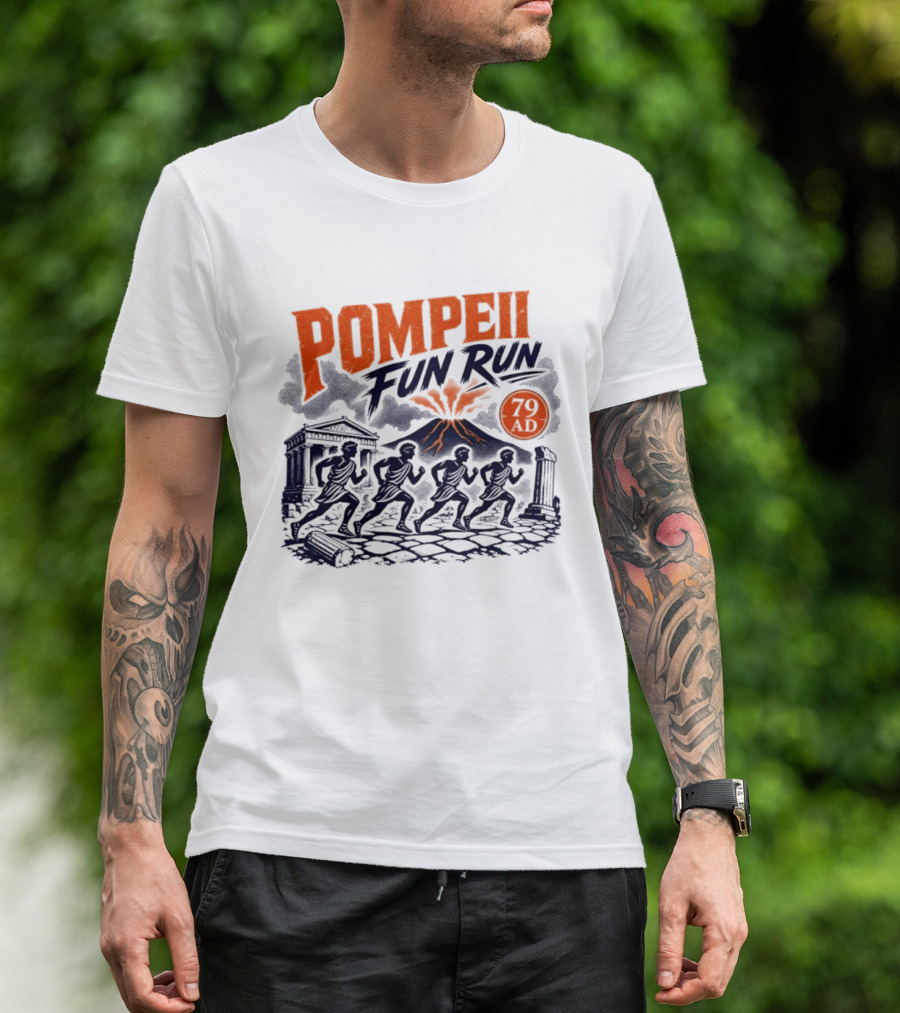 Pompeii Fun Run 79 AD Mount Vesuvius Roman Runners T-Shirt