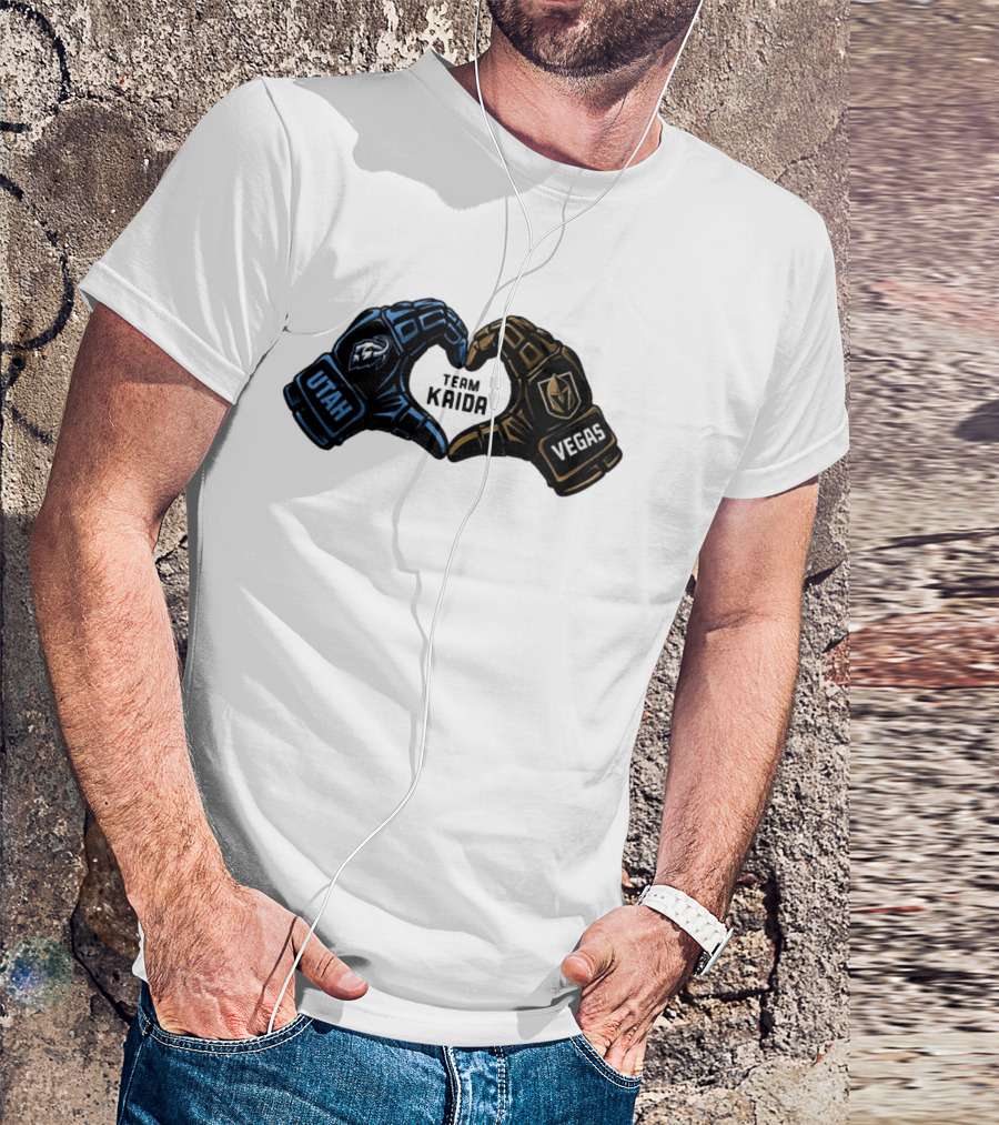 Utah Mammoth Vegas Golden Knights Team Kaida Heart Hands T-Shirt