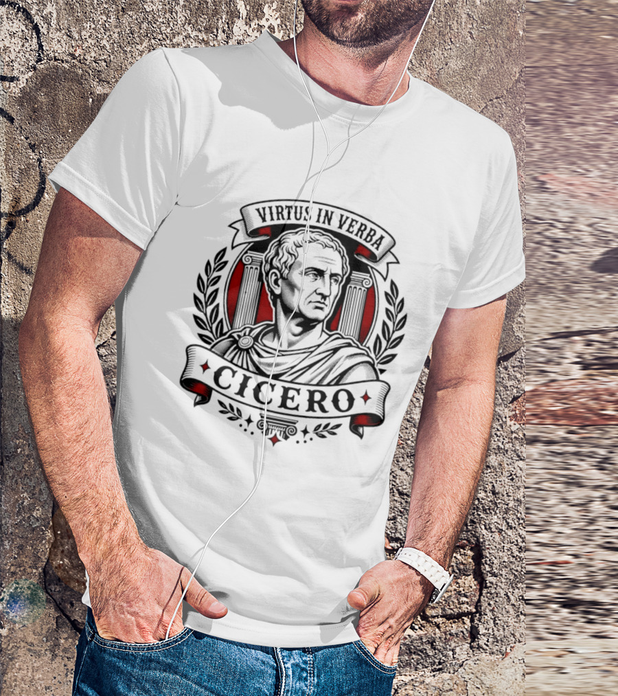 Virtus In Verba Cicero Roman Orator Laurel Columns T-Shirt